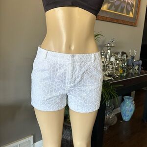 ELLE Embroidered Floral White Shorts. Solid white size 6